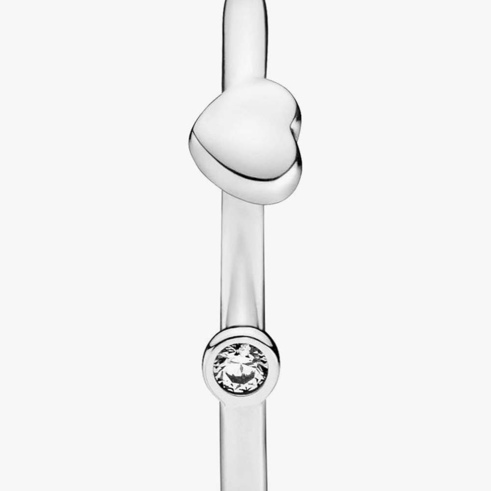 Pandora Polished Heart Open Ring with CZ